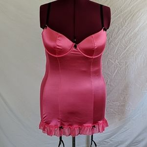 Lingerie bra cups 1X/2X hot pink satin/mesh